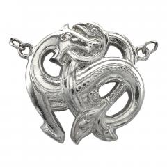 Hänge, keltisk drake (försilvrad, ca 40mm) - 40x5mm
